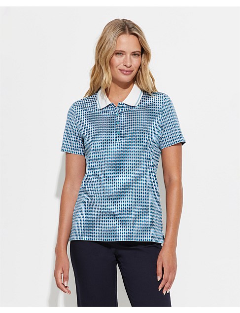 Chloe Jacquard Pique Polo Top