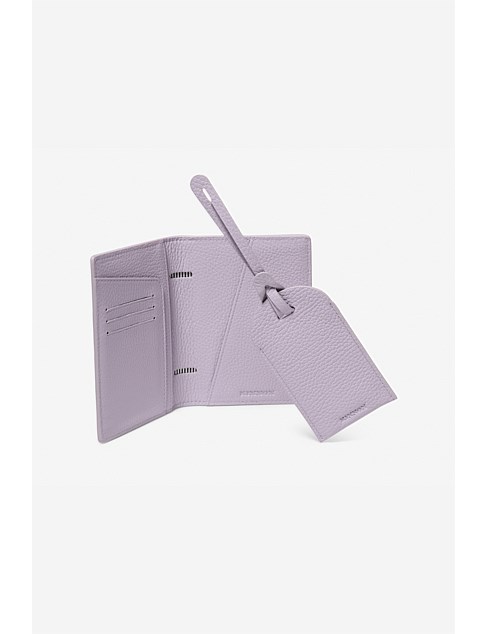 Hale luggage tag & Earle passport holder set Lilac