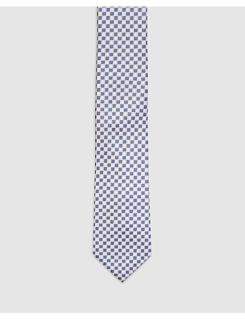 Checkerboard Pattern Tie - Silk In Pink Light