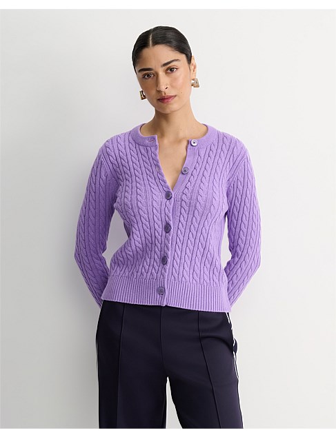 CABLE MERINO COTTON CARDIGAN