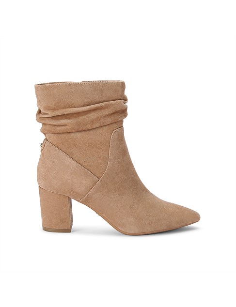 ADMIRE LOW SLOUCH TAN SUEDE BOOTS