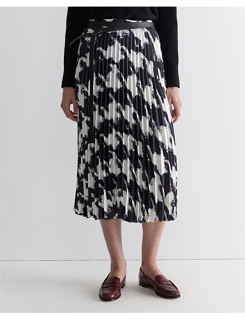 Houndstooth Pleat Skirt