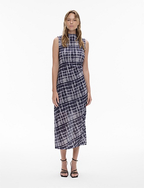 Blurred Check Mesh Dress