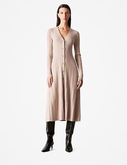 Organically Grown Cotton Blend Rib Knit Dress