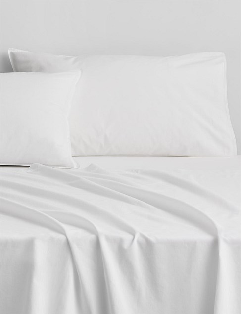 BAYLEY WASHED PERCALE QUEEN SHEET SET - 50CM IN WHITE