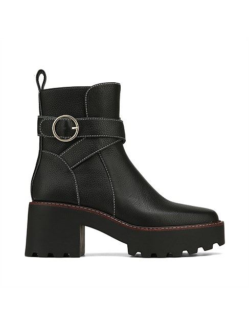 SOLAY Black Leather Ankle Boot