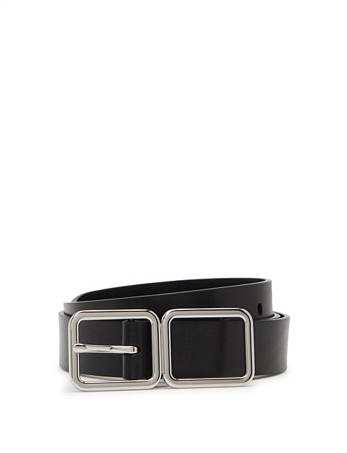 BLACK LEATHER BUCKLE BELT