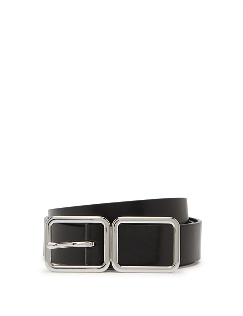 BLACK LEATHER BUCKLE BELT