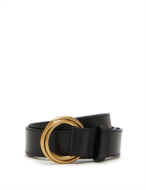 DOUBLE GOLD BUCKLE LEATHER BELT