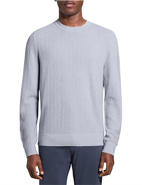 TEXTURED WOOL CREW NECK PULL OVER