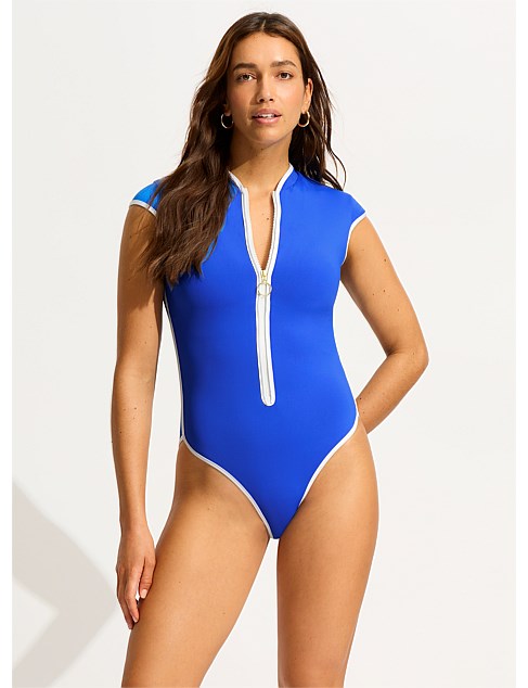 S.Collective Cap Sleeve Zip Front One Piece