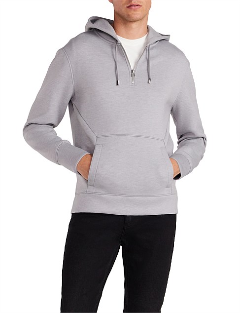 HALF ZIP PANELLED HOODIE