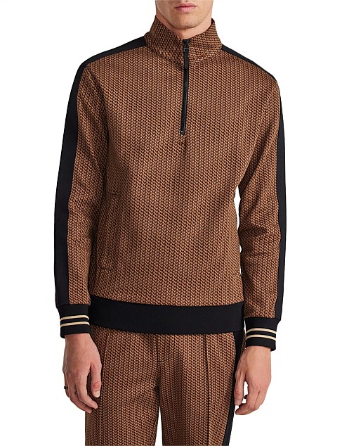 JACQUARD HALF ZIP SWEATSHIRT