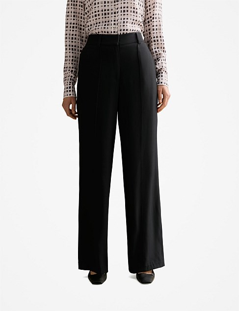 Pintuck Detail Wide Leg Pant