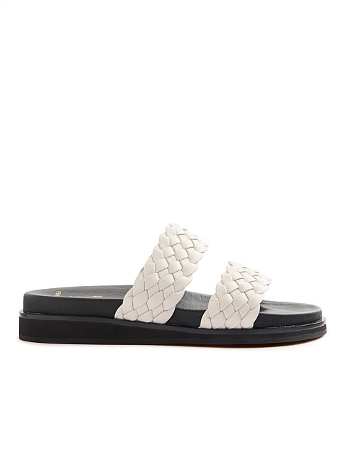 MALONE BONE BLACK WEAVE SLIDE SANDAL