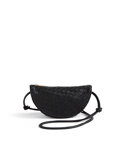 LEATHER WOVEN CROSSBODY BAG