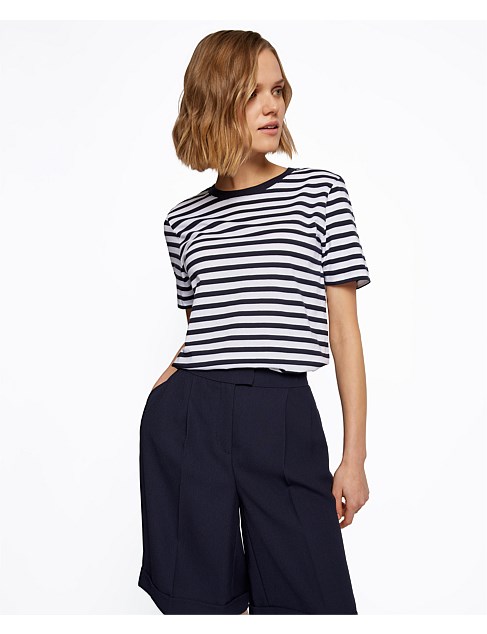 Horizontal-stripe T-shirt in cotton jersey