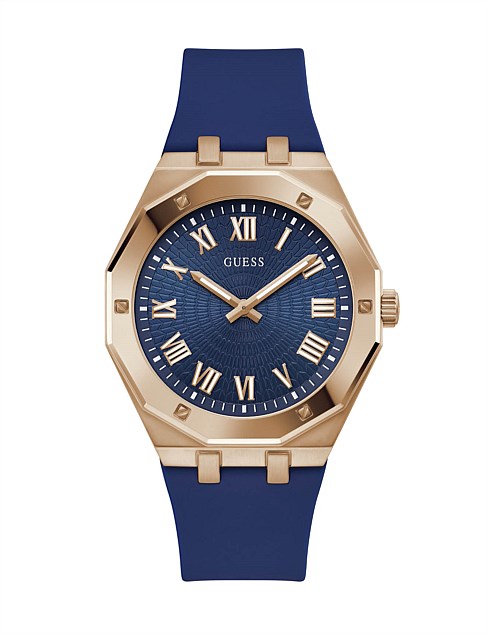 ASSEST ROSE GOLD CASE BLUE SILICONE STRAP WATCH