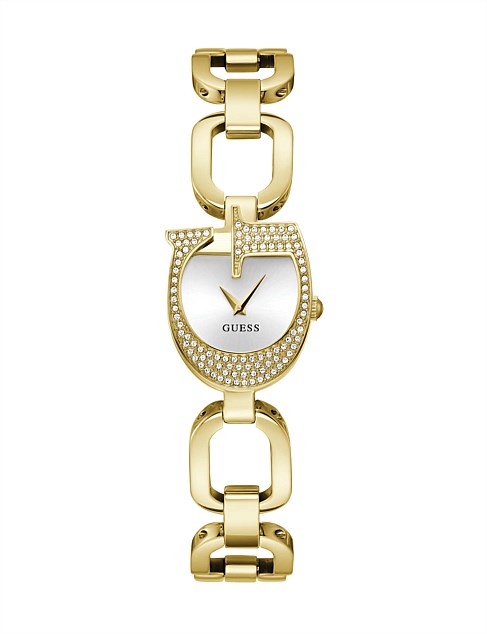 GIA P CRYSTAL LOGO GOLD BRACELET WATCH