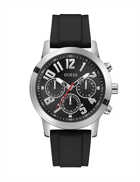 PARKER SILVER CASE BLACK SILICONE STRAP WATCH