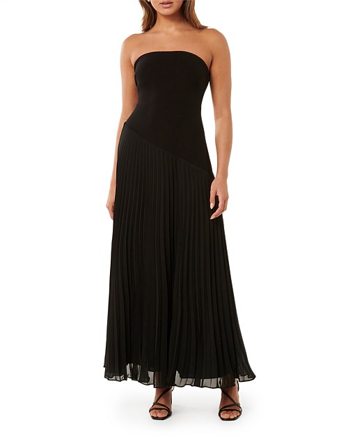 CAPRI STRAPLESS PLEAT MIDI DRESS