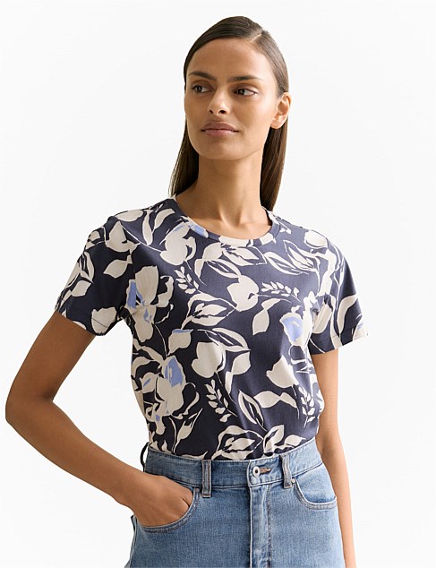 Pima Cotton Floral Short Sleeved T-shirt