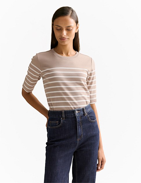 Australian Cotton Breton Stripe Half Sleeve T-shirt