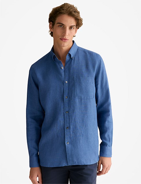 Regular Fit Delave Linen Long Sleeved Shirt