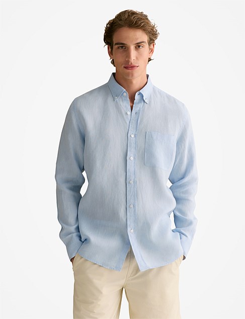 Regular Fit Delave Linen Long Sleeve Shirt