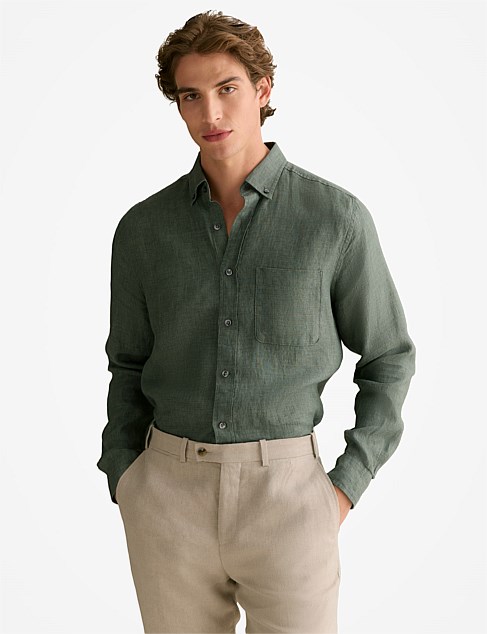 Regular Fit Delave Linen Long Sleeve Shirt