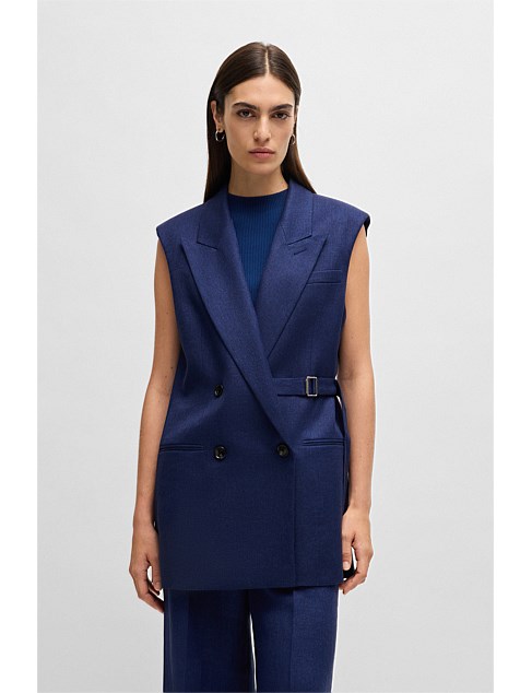 Buckled-strap waistcoat in a linen blend