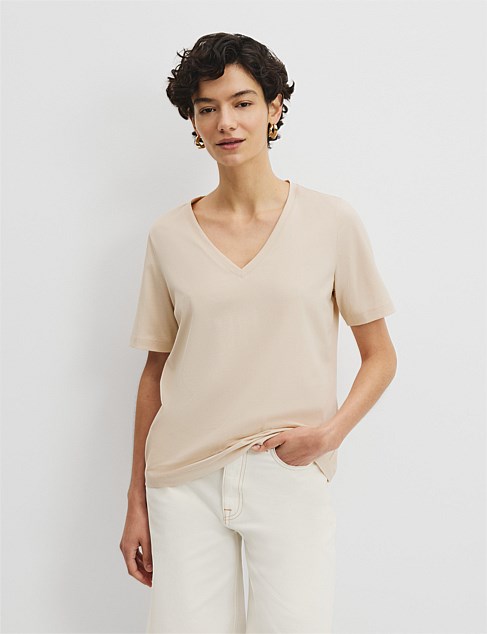 Australian Cotton Short Sleeve V-Neck Relaxed T-Shirt