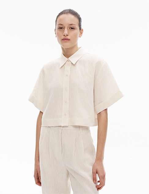 Linen Crop Shirt