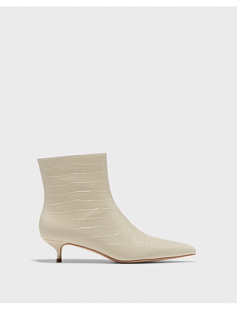 CREAM CROC EMBOSSED LEATHER BOOT