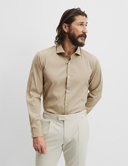 Tailored Fit Cotton Blend Stripe Shirt