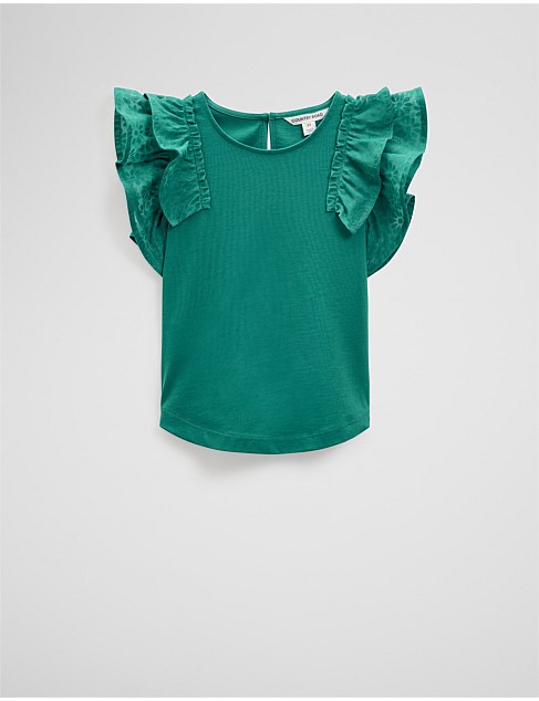 Organically Grown Cotton Frill Sleeve T-Shirt