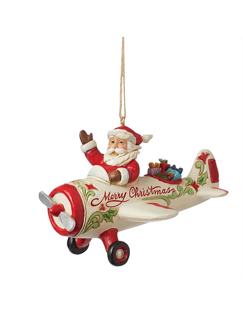 7CM SANTA IN AEROPLANE ORNAMENT