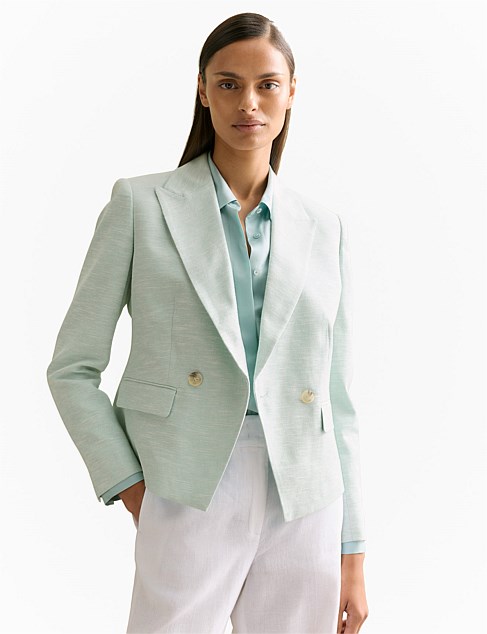 Linen Cotton Double Breasted Blazer