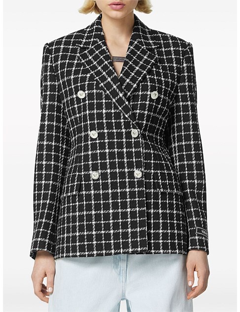 LARGE CHECKED WOOL INFORMAL JACKET