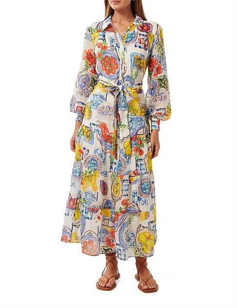 SYLVIE TIERED SHIRT MIDI DRESS