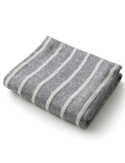 PIAZZA THROW - Woven boucle textured stripe throw