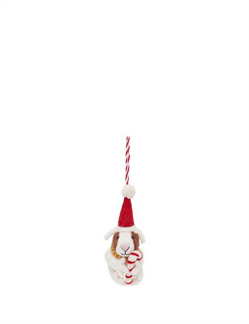 Felt Dog With Candycane Ornament