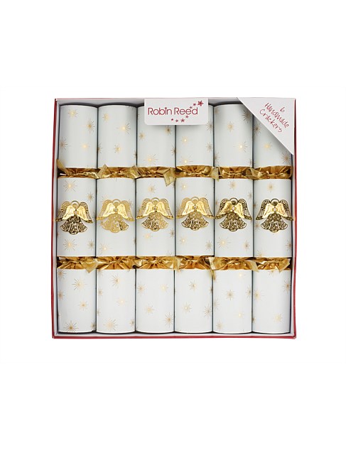 GOLD ANGELS ON CREAM CRACKERS SET OF 6