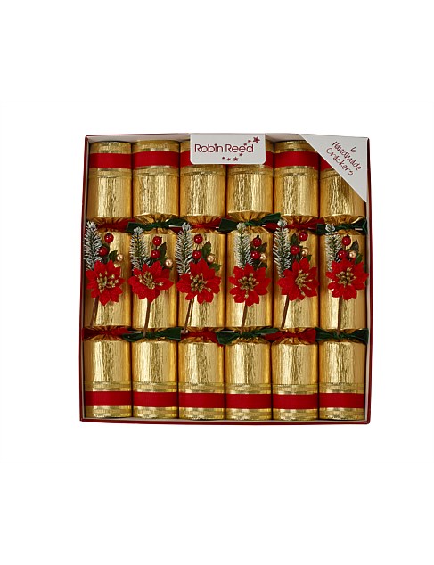 GOLDEN POINSETTIA CRACKERS SET OF 6