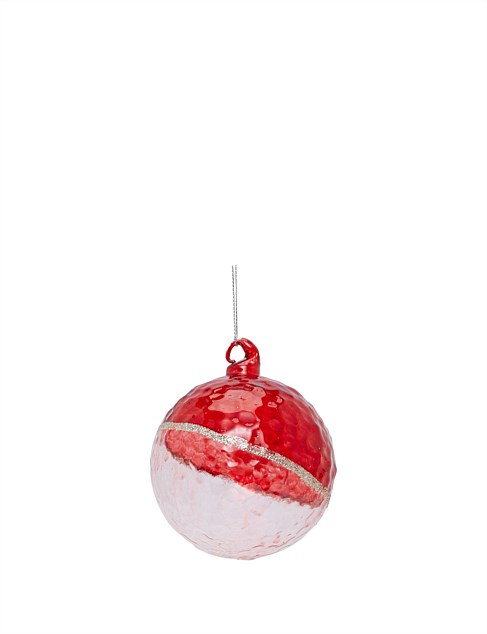 8cm Gold Glitter Strip Glass Bauble