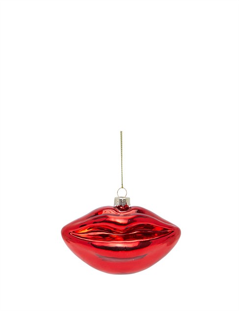 10cm Red Lip Glass Ornament