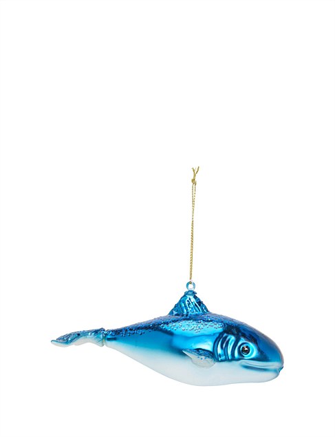 13CM BLUE DOLPHIN GLASS ORNAMENT