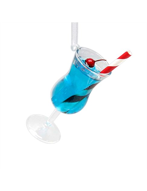 7CM BLUE HAWAII COCKTAIL GLASS ORNAMENT