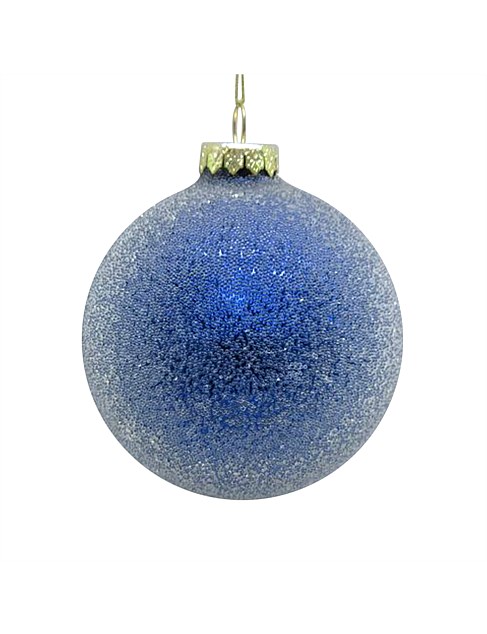 10CM FROSTED BLUE GLASS ORNAMENT