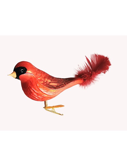 RED CARDINAL EUROPEAN GLASS BIRD ORNAMENT